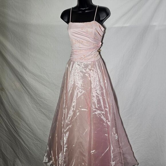 Vintage y2k light baby pink coquette a-line prom dress